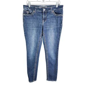 Womens Paisley Sky Denim Blue Skinny Jeans Mid Rise Medium Wash Size 12